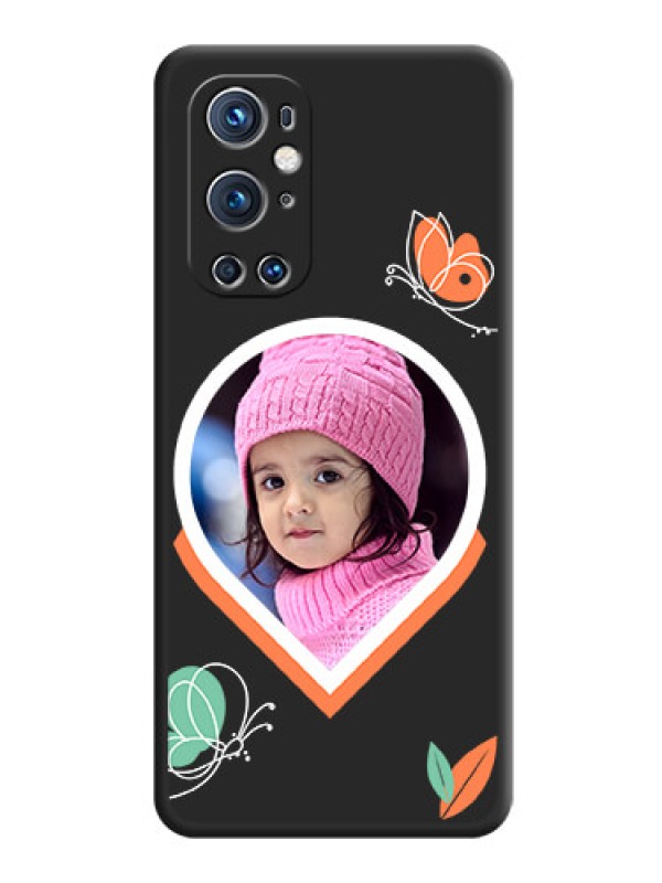 Custom Upload Pic With Simple Butterly Design On Space Black Personalized Soft Matte Phone Covers -Oneplus 9 Pro 5G