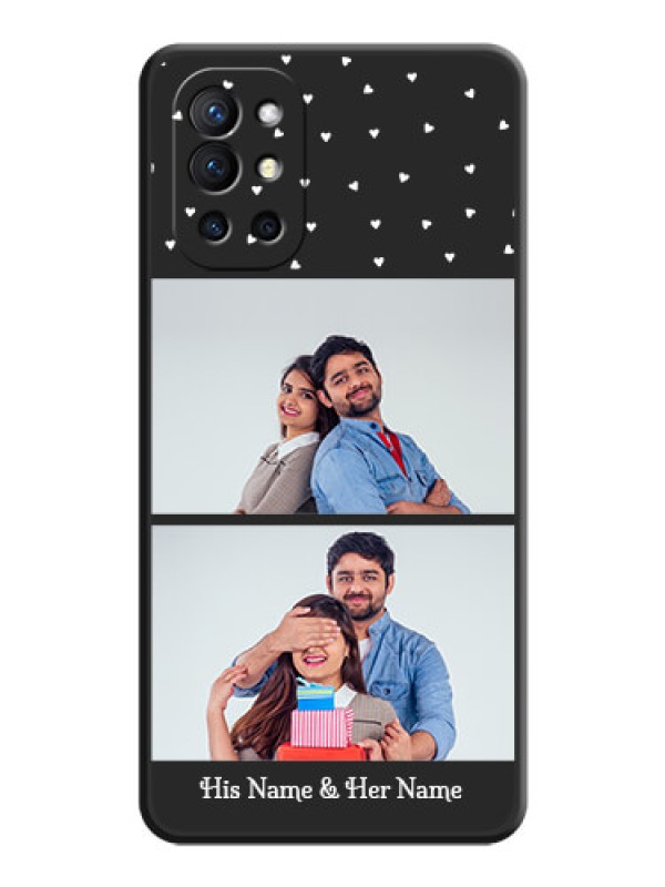 Custom Miniature Love Symbols with Name on Space Black Custom Soft Matte Back Cover - Oneplus 9R 5G