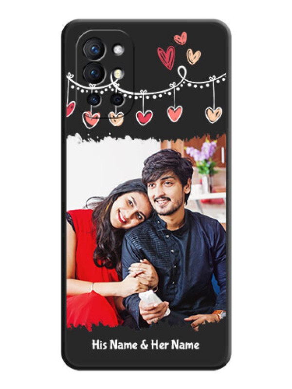 Custom Pink Love Hangings with Name on Space Black Custom Soft Matte Phone Cases - Oneplus 9R 5G