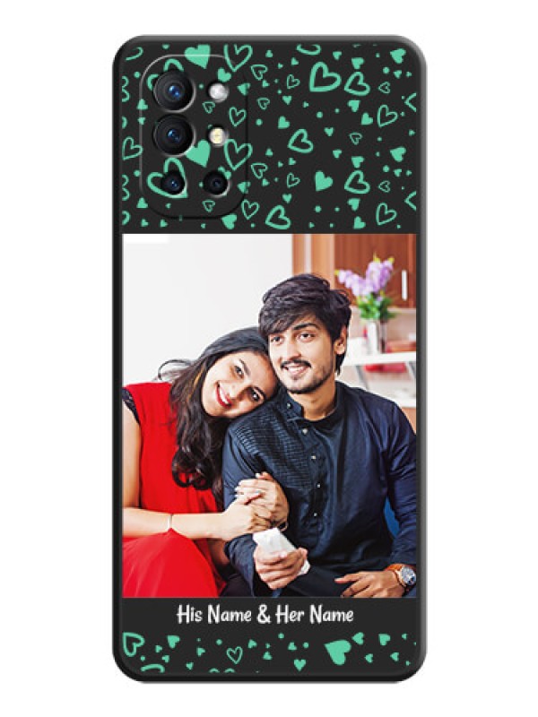 Custom Sea Green Indefinite Love Pattern on Photo on Space Black Soft Matte Mobile Cover - Oneplus 9R 5G