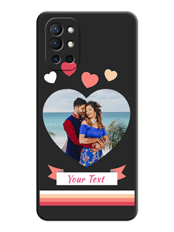 Custom Love Shaped Photo with Colorful Stripes on Personalised Space Black Soft Matte Cases - Oneplus 9R 5G