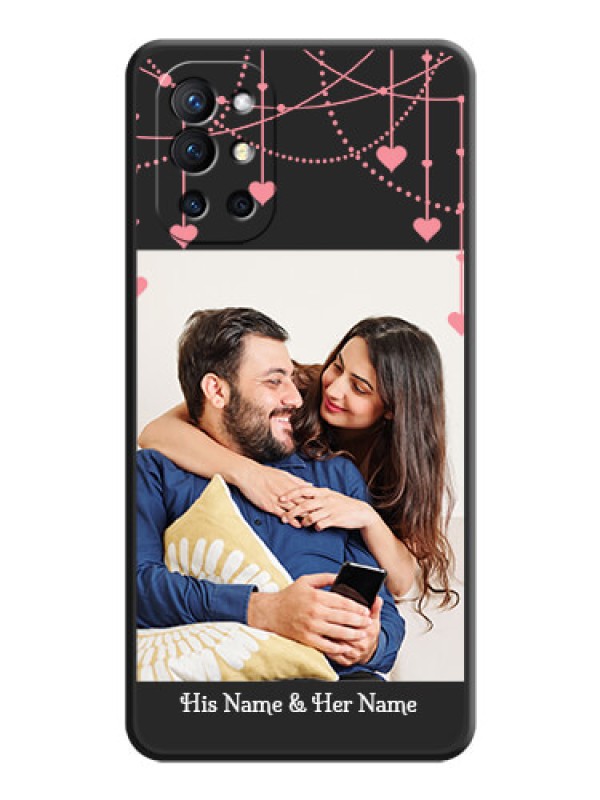Custom Pink Love Hangings with Text on Space Black Custom Soft Matte Back Cover - Oneplus 9R 5G