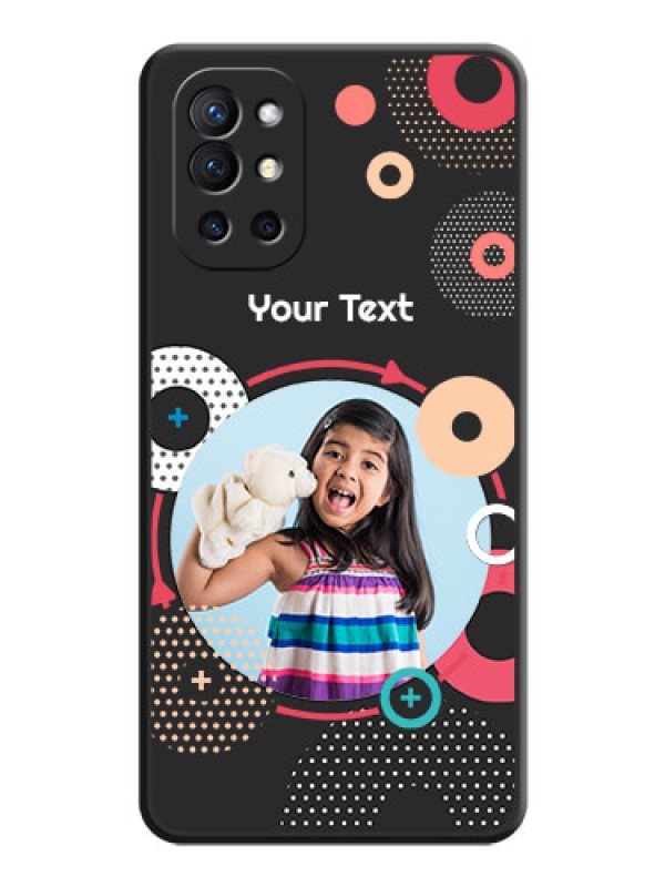 Custom Multicoloured Round Image on Personalised Space Black Soft Matte Cases - Oneplus 9R 5G