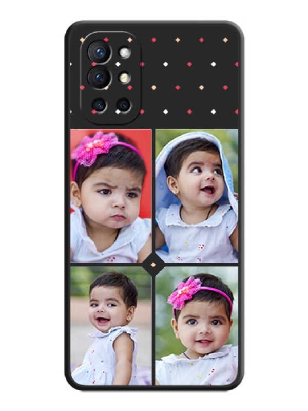 Custom Multicolor Dotted Pattern with 4 Image Holder on Space Black Custom Soft Matte Phone Cases - Oneplus 9R 5G