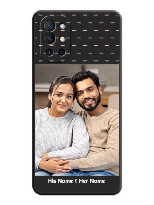 Custom Line Pattern Design with Text on Space Black Custom Soft Matte Phone Back Cover - Oneplus 9R 5G