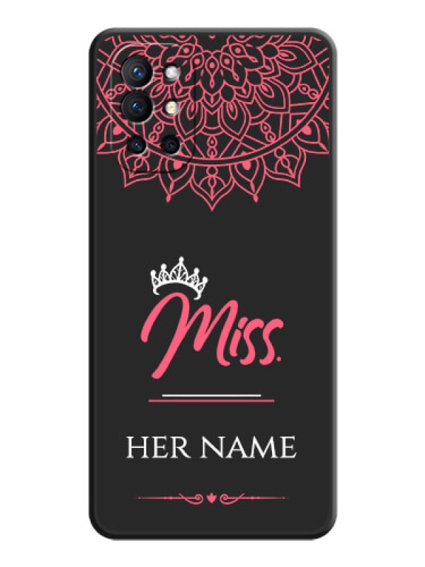 Custom Mrs Name with Floral Design on Space Black Personalized Soft Matte Phone Covers - Oneplus 9R 5G