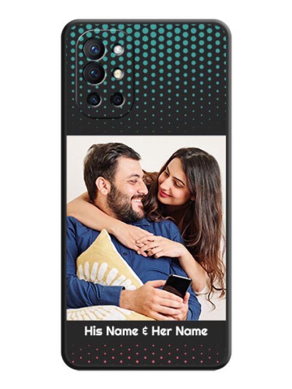 Custom Faded Dots with Grunge Photo Frame and Text on Space Black Custom Soft Matte Phone Cases - Oneplus 9R 5G