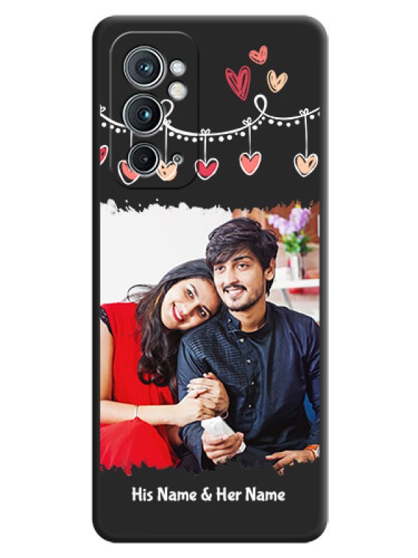 Custom Pink Love Hangings with Name on Space Black Custom Soft Matte Phone Cases - OnePlus 9RT 5G