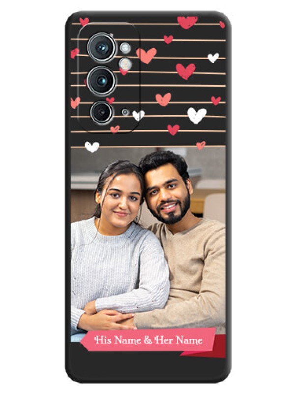 Custom Love Pattern with Name on Pink Ribbon  on Photo on Space Black Soft Matte Back Cover - OnePlus 9RT 5G