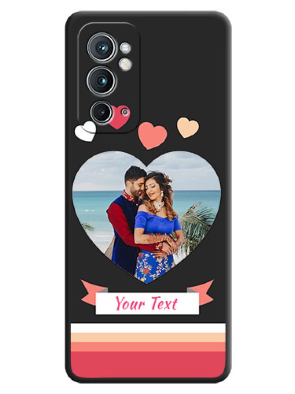 Custom Love Shaped Photo with Colorful Stripes on Personalised Space Black Soft Matte Cases - OnePlus 9RT 5G