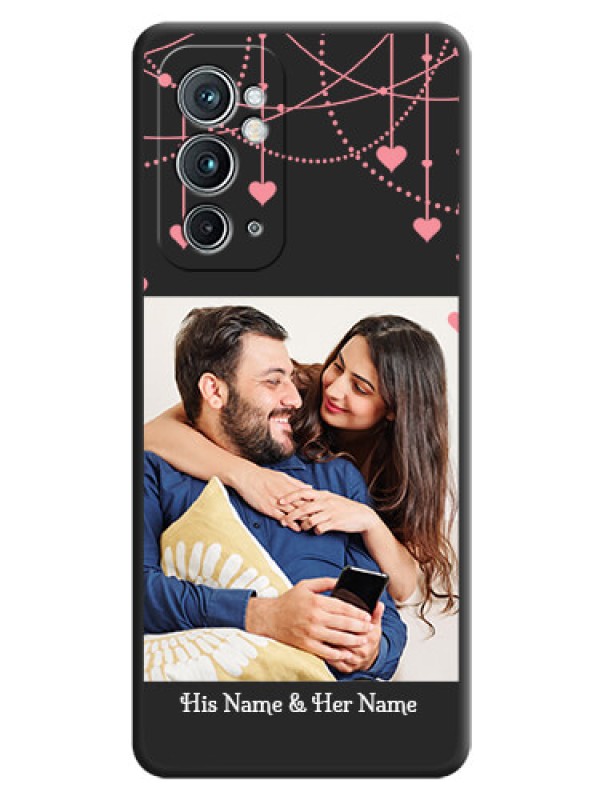Custom Pink Love Hangings with Text on Space Black Custom Soft Matte Back Cover - OnePlus 9RT 5G