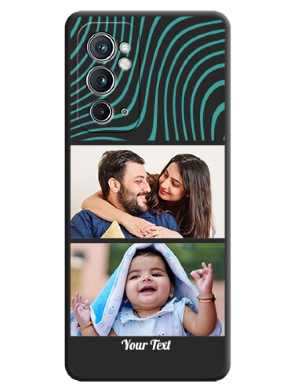 Custom Wave Pattern with 2 Image Holder on Space Black Personalized Soft Matte Phone Covers - OnePlus 9RT 5G