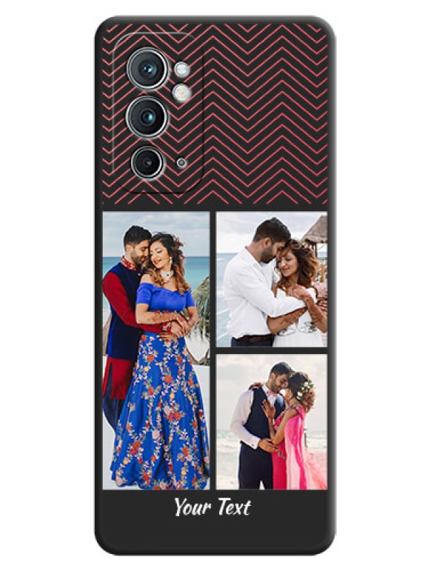 Custom Wave Pattern with 3 Image Holder on Space Black Custom Soft Matte Back Cover - OnePlus 9RT 5G