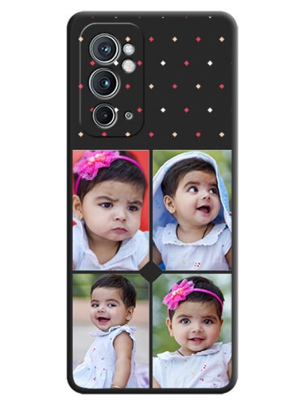 Custom Multicolor Dotted Pattern with 4 Image Holder on Space Black Custom Soft Matte Phone Cases - OnePlus 9RT 5G