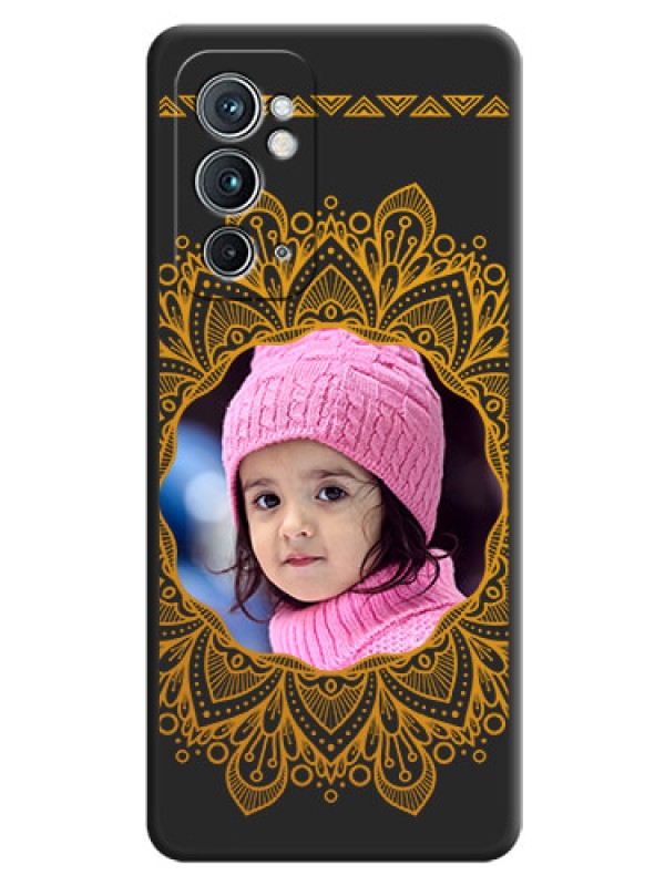 Custom Round Image with Floral Design on Photo on Space Black Soft Matte Mobile Cover - OnePlus 9RT 5G