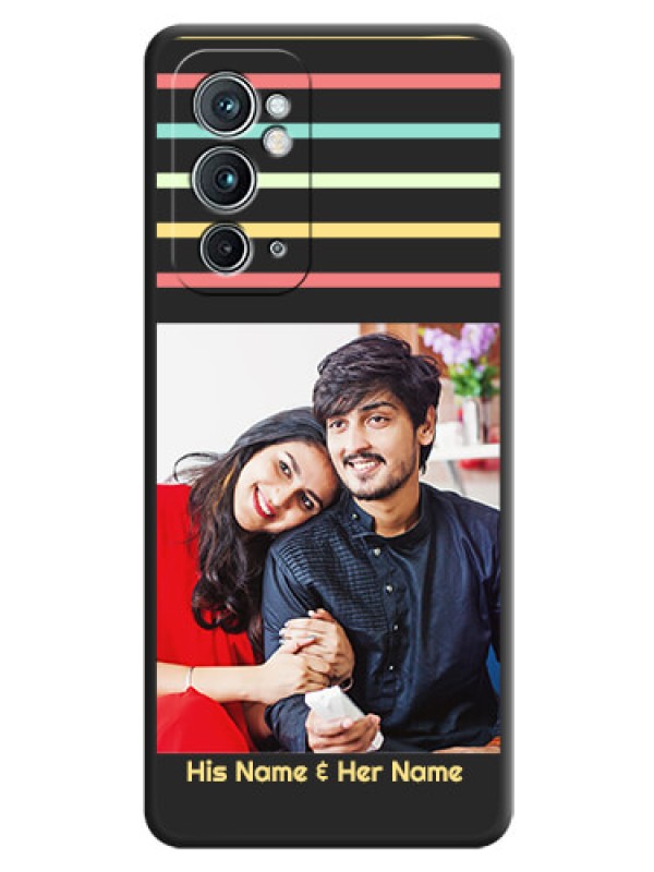 Custom Color Stripes with Photo and Text on Photo on Space Black Soft Matte Mobile Case - OnePlus 9RT 5G