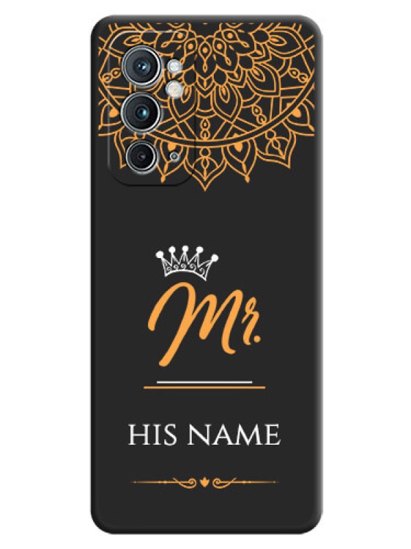 Custom Mr Name with Floral Design  on Personalised Space Black Soft Matte Cases - OnePlus 9RT 5G