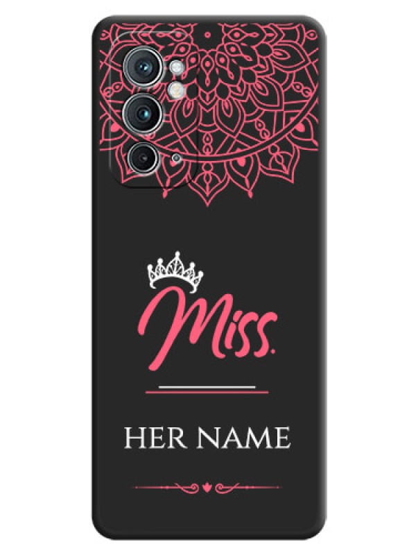 Custom Mrs Name with Floral Design on Space Black Personalized Soft Matte Phone Covers - OnePlus 9RT 5G