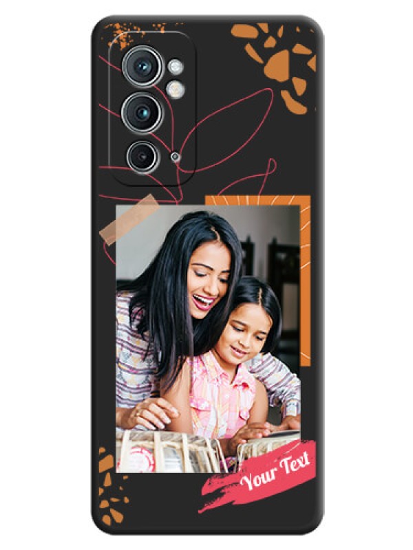 Custom Orange Photo Frame on Space Black Custom Soft Matte Phone Back Cover - OnePlus 9RT 5G