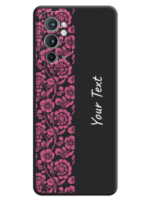 Custom Pink Floral Pattern Design With Custom Text On Space Black Personalized Soft Matte Phone Covers -Oneplus 9Rt 5G