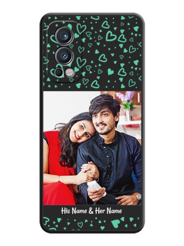 Custom Sea Green Indefinite Love Pattern on Photo on Space Black Soft Matte Mobile Cover - OnePlus Nord 2 5G