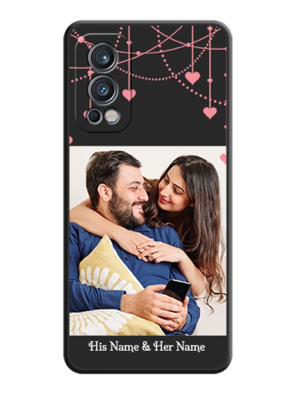 Custom Pink Love Hangings with Text on Space Black Custom Soft Matte Back Cover - OnePlus Nord 2 5G