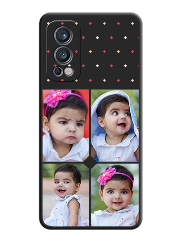 Custom Multicolor Dotted Pattern with 4 Image Holder on Space Black Custom Soft Matte Phone Cases - OnePlus Nord 2 5G