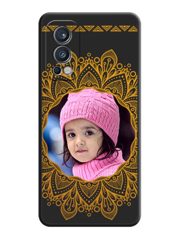 Custom Round Image with Floral Design on Photo on Space Black Soft Matte Mobile Cover - OnePlus Nord 2 5G