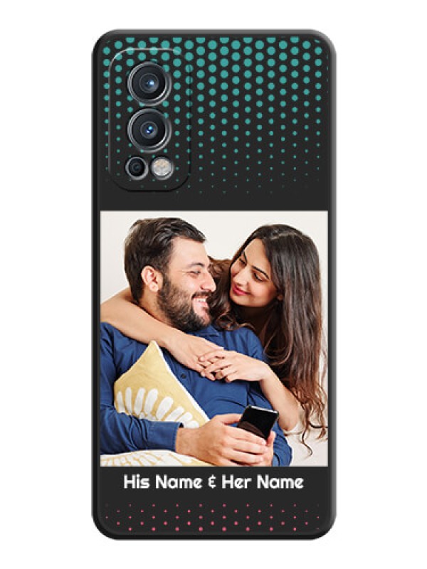 Custom Faded Dots with Grunge Photo Frame and Text on Space Black Custom Soft Matte Phone Cases - OnePlus Nord 2 5G