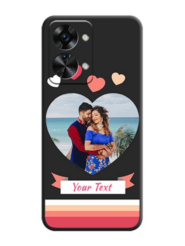 Custom Love Shaped Photo with Colorful Stripes on Personalised Space Black Soft Matte Cases - OnePlus Nord 2T 5G