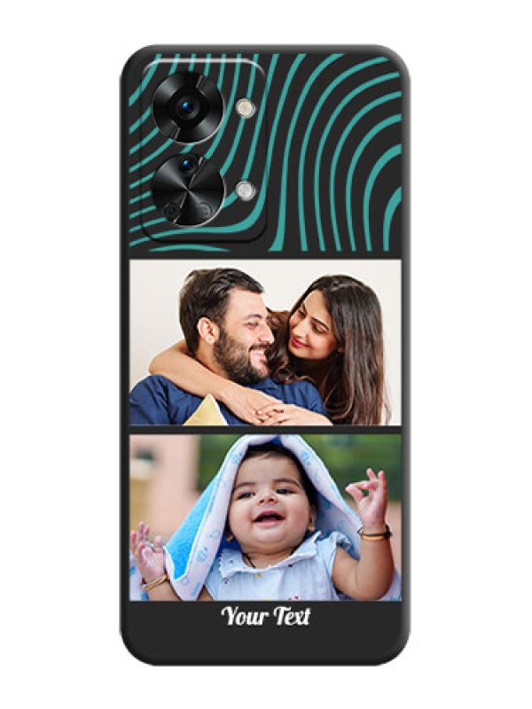 Custom Wave Pattern with 2 Image Holder on Space Black Personalized Soft Matte Phone Covers - OnePlus Nord 2T 5G