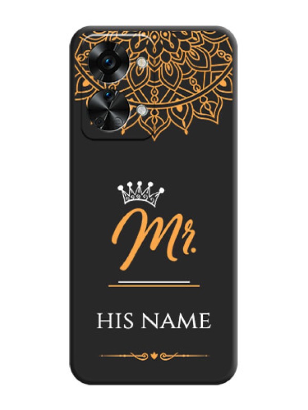 Custom Mr Name with Floral Design  on Personalised Space Black Soft Matte Cases - OnePlus Nord 2T 5G