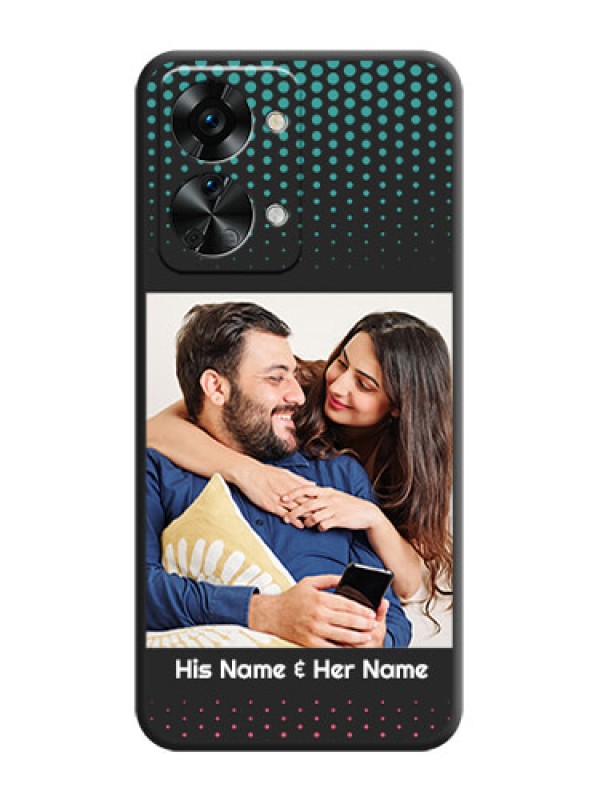 Custom Faded Dots with Grunge Photo Frame and Text on Space Black Custom Soft Matte Phone Cases - OnePlus Nord 2T 5G