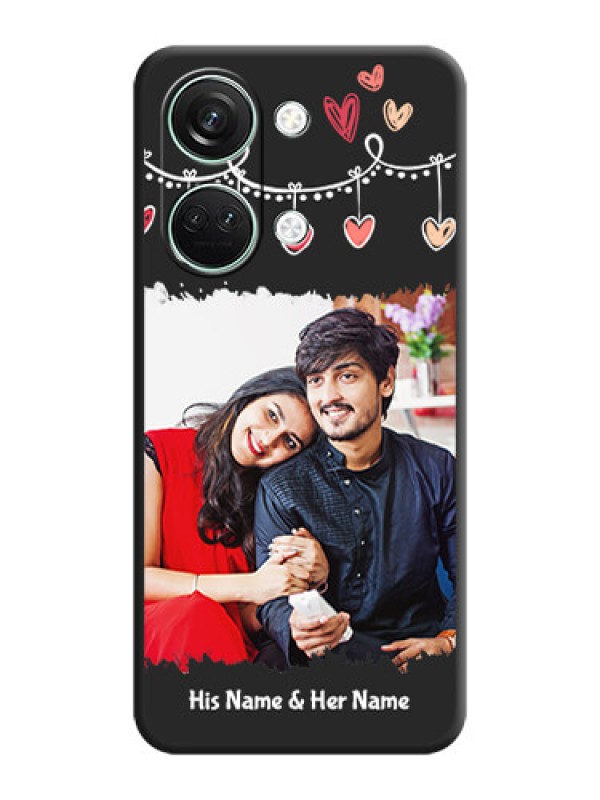 Custom Pink Love Hangings with Name on Space Black Custom Soft Matte Phone Cases - OnePlus Nord 3 5G