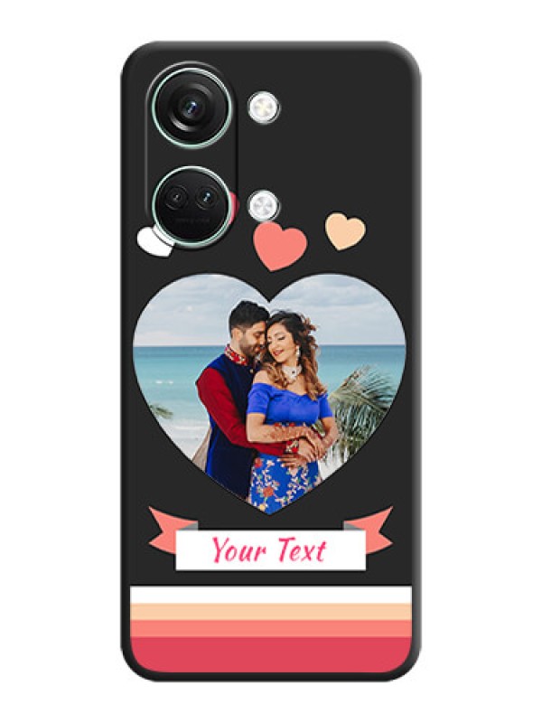Custom Love Shaped Photo with Colorful Stripes on Personalised Space Black Soft Matte Cases - OnePlus Nord 3 5G