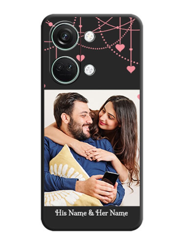 Custom Pink Love Hangings with Text on Space Black Custom Soft Matte Back Cover - OnePlus Nord 3 5G