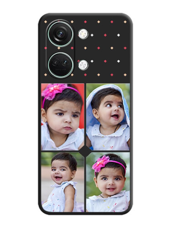 Custom Multicolor Dotted Pattern with 4 Image Holder on Space Black Custom Soft Matte Phone Cases - OnePlus Nord 3 5G
