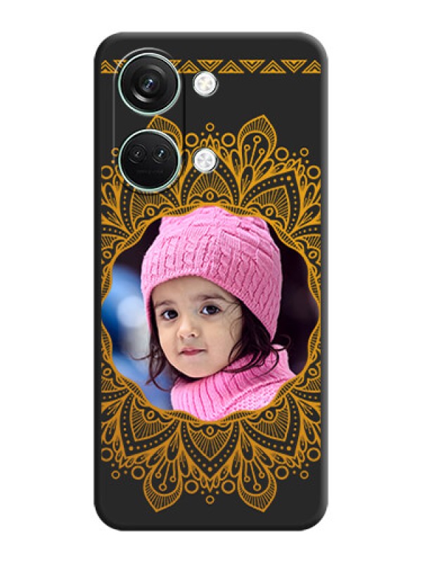 Custom Round Image with Floral Design - Photo on Space Black Soft Matte Mobile Cover - OnePlus Nord 3 5G