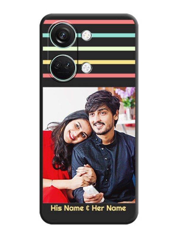 Custom Color Stripes with Photo and Text - Photo on Space Black Soft Matte Mobile Case - OnePlus Nord 3 5G