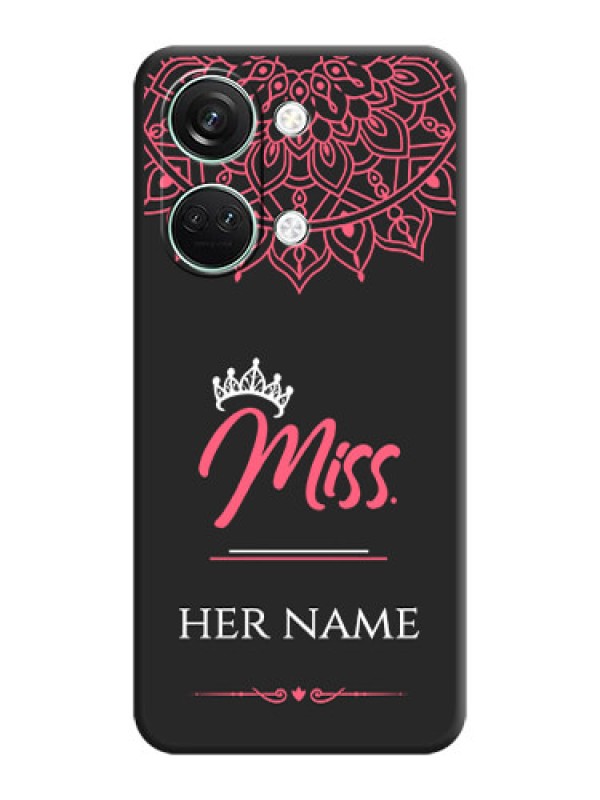 Custom Mrs Name with Floral Design on Space Black Personalized Soft Matte Phone Covers - OnePlus Nord 3 5G