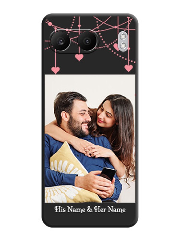 Custom Pink Love Hangings with Text On Space Black Custom Soft Matte Mobile Back Cover - Nord 4 5G