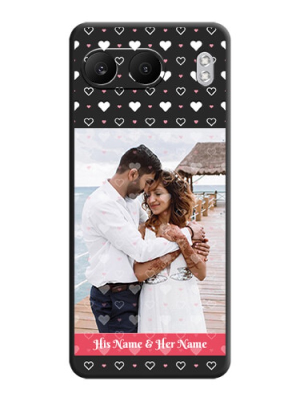 Custom White Color Love Symbols with Text Design on Photo On Space Black Custom Soft Matte Mobile Back Cover - Nord 4 5G