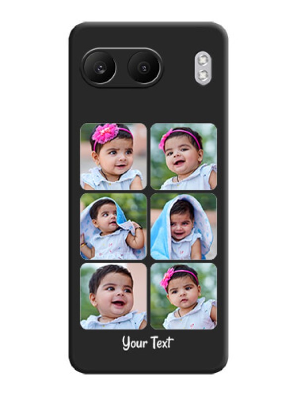 Custom Floral Art with 6 Image Holder on Photo On Space Black Custom Soft Matte Mobile Back Cover - Nord 4 5G