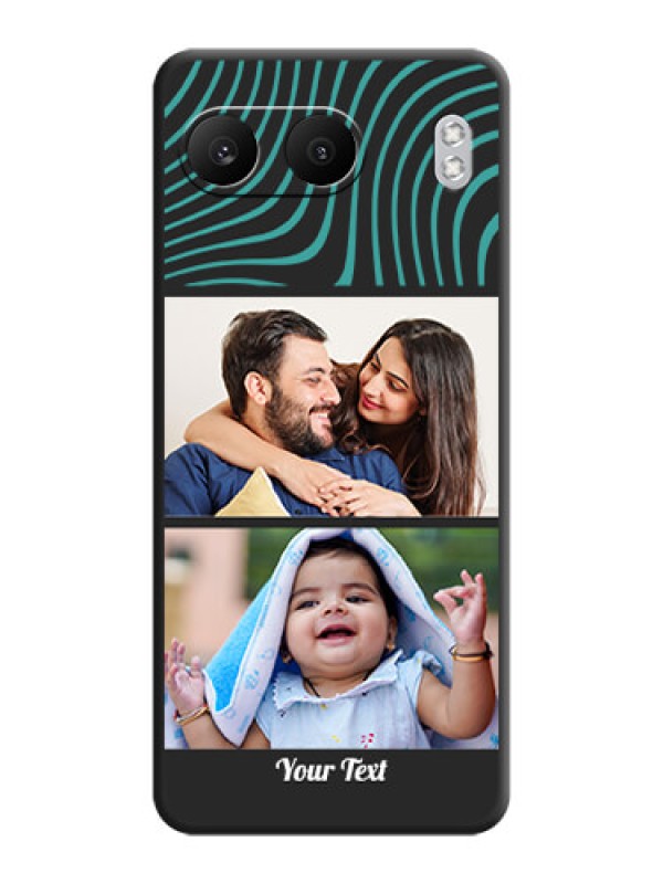 Custom Wave Pattern with 2 Image Holder On Space Black Custom Soft Matte Mobile Back Cover - Nord 4 5G