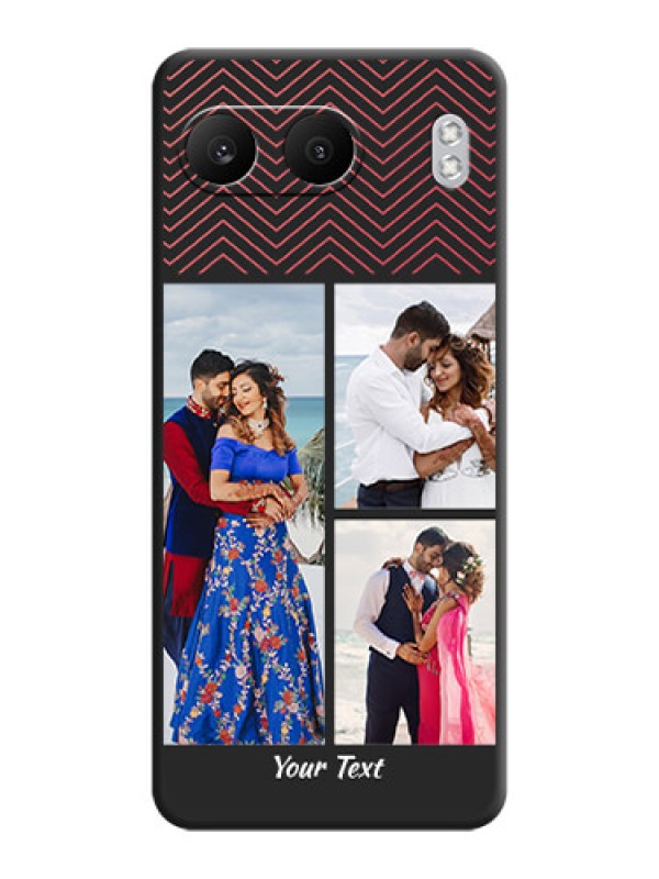 Custom Wave Pattern with 3 Image Holder On Space Black Custom Soft Matte Mobile Back Cover - Nord 4 5G