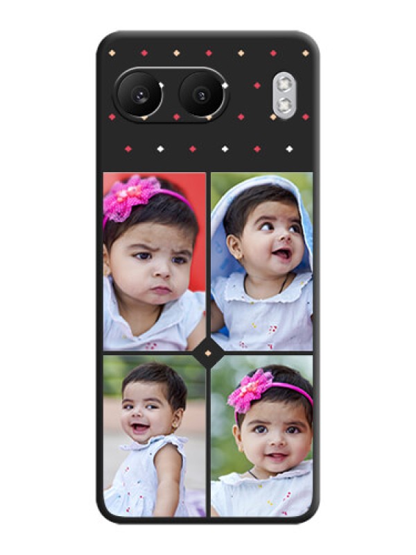 Custom Multicolor Dotted Pattern with 4 Image Holder On Space Black Custom Soft Matte Mobile Back Cover - Nord 4 5G