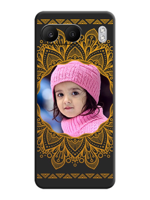 Custom Round Image with Floral Design On Space Black Custom Soft Matte Mobile Back Cover - Nord 4 5G