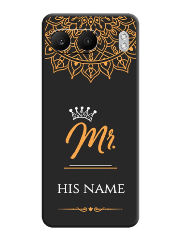 Custom Mr Name with Floral Design On Space Black Custom Soft Matte Mobile Back Cover - Nord 4 5G