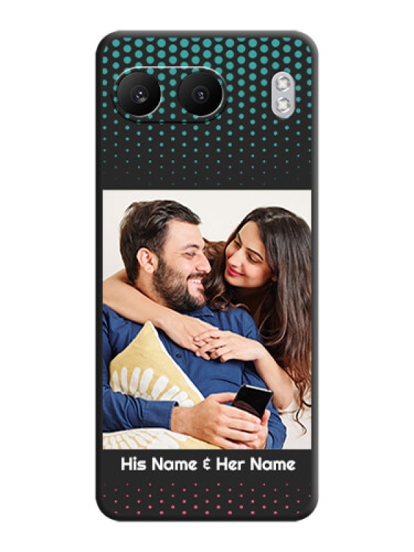 Custom Faded Dots with Grunge Photo Frame and Text On Space Black Custom Soft Matte Mobile Back Cover - Nord 4 5G