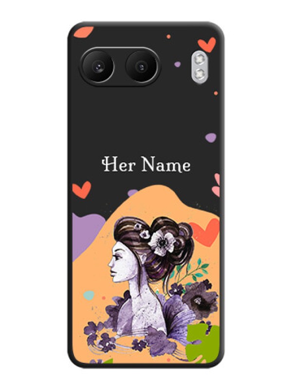 Custom Namecase For Her With Fancy Lady Image On Space Black Custom Soft Matte Mobile Back Cover - Nord 4 5G